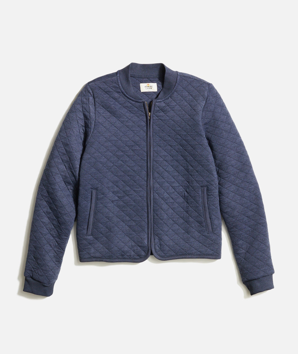 Women's Corbet Quilted Bomber in Navy