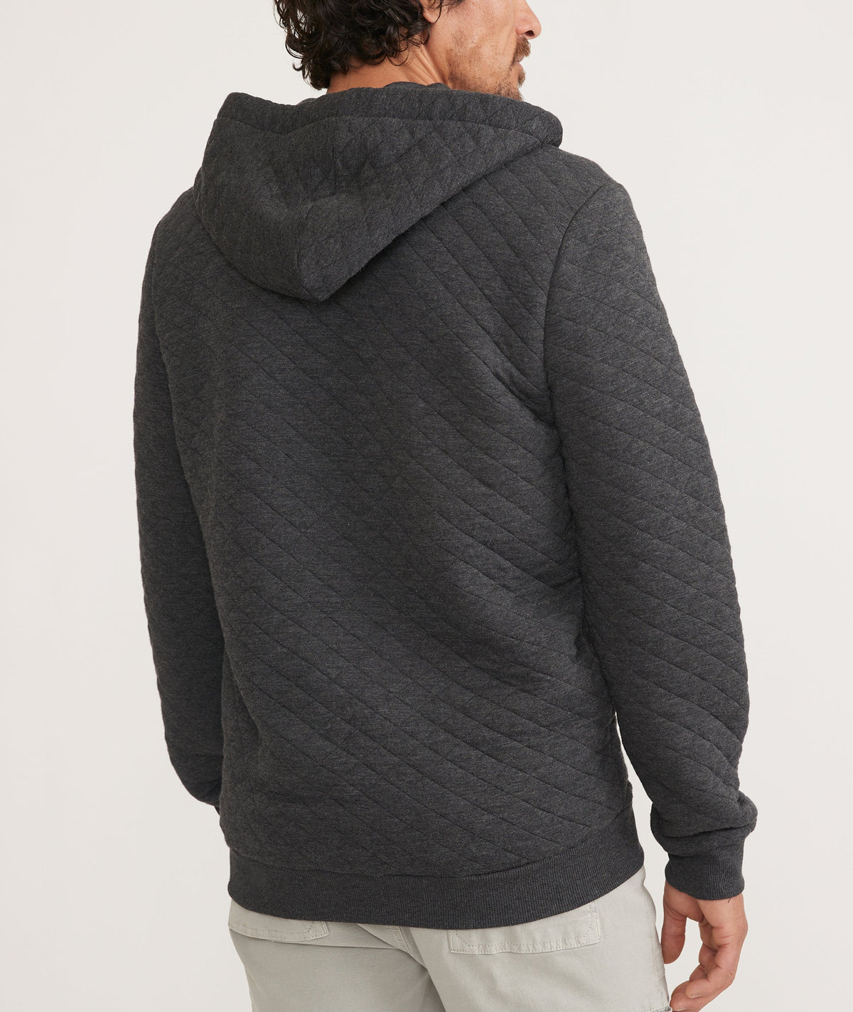 Men's Corbet Quilted Full Zip Hoodie in Dark Heather Grey