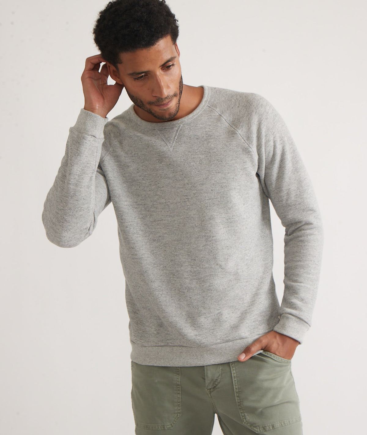 Men's Sherpa Crew Pullover in Heather Grey