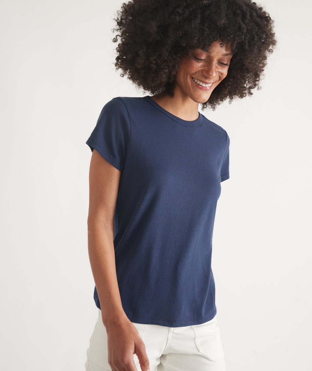 Women's Re-Spun Signature Crew in Navy