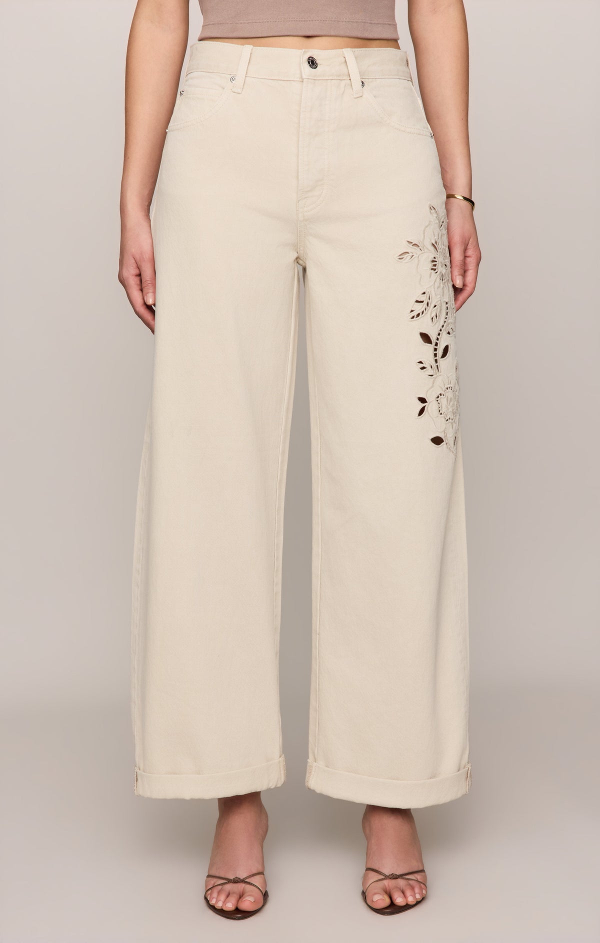 The Show Off High-Rise Bowed Denim