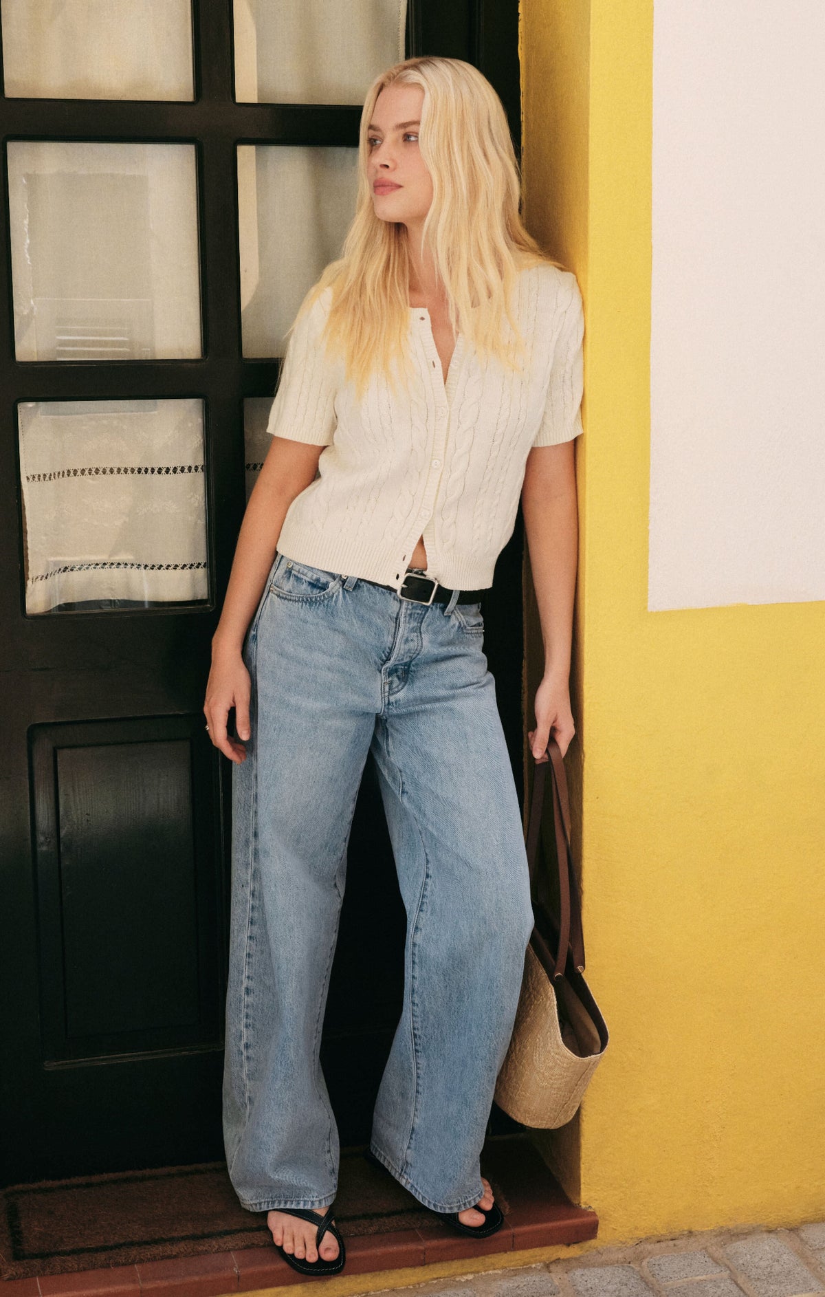 The Show Off High-Rise Bowed Denim