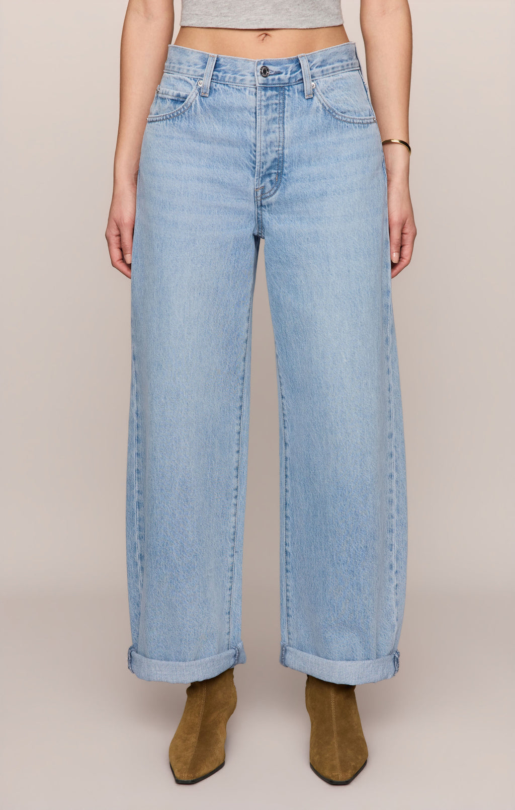 The Show Off High-Rise Bowed Denim