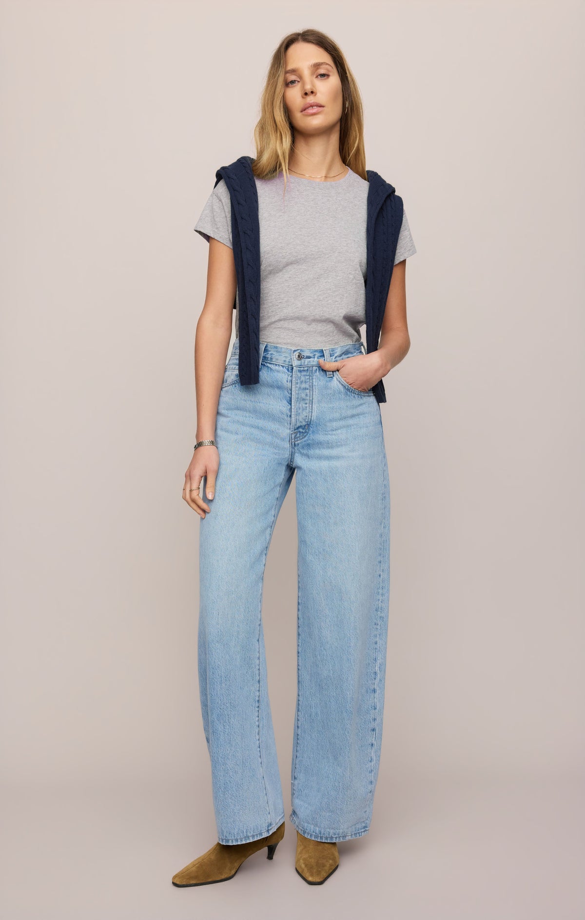 The Show Off High-Rise Bowed Denim
