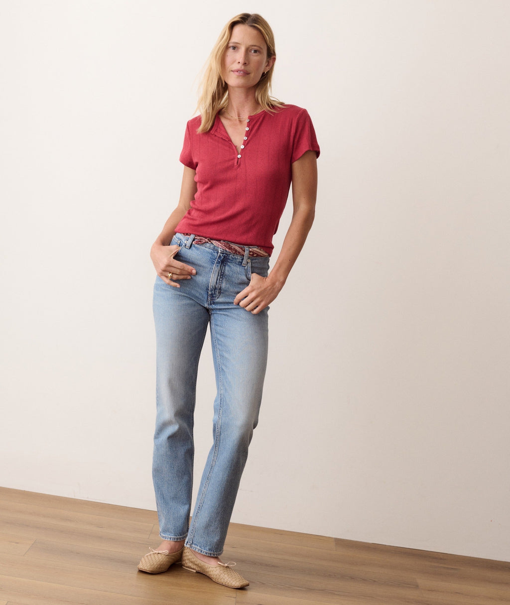 Lexi Pointelle Short Sleeve Henley