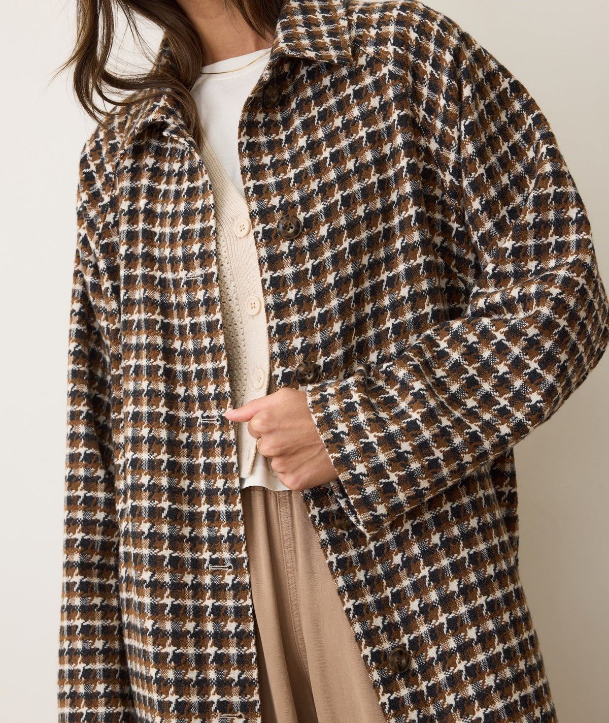 Hayes Houndstooth Trench Coat