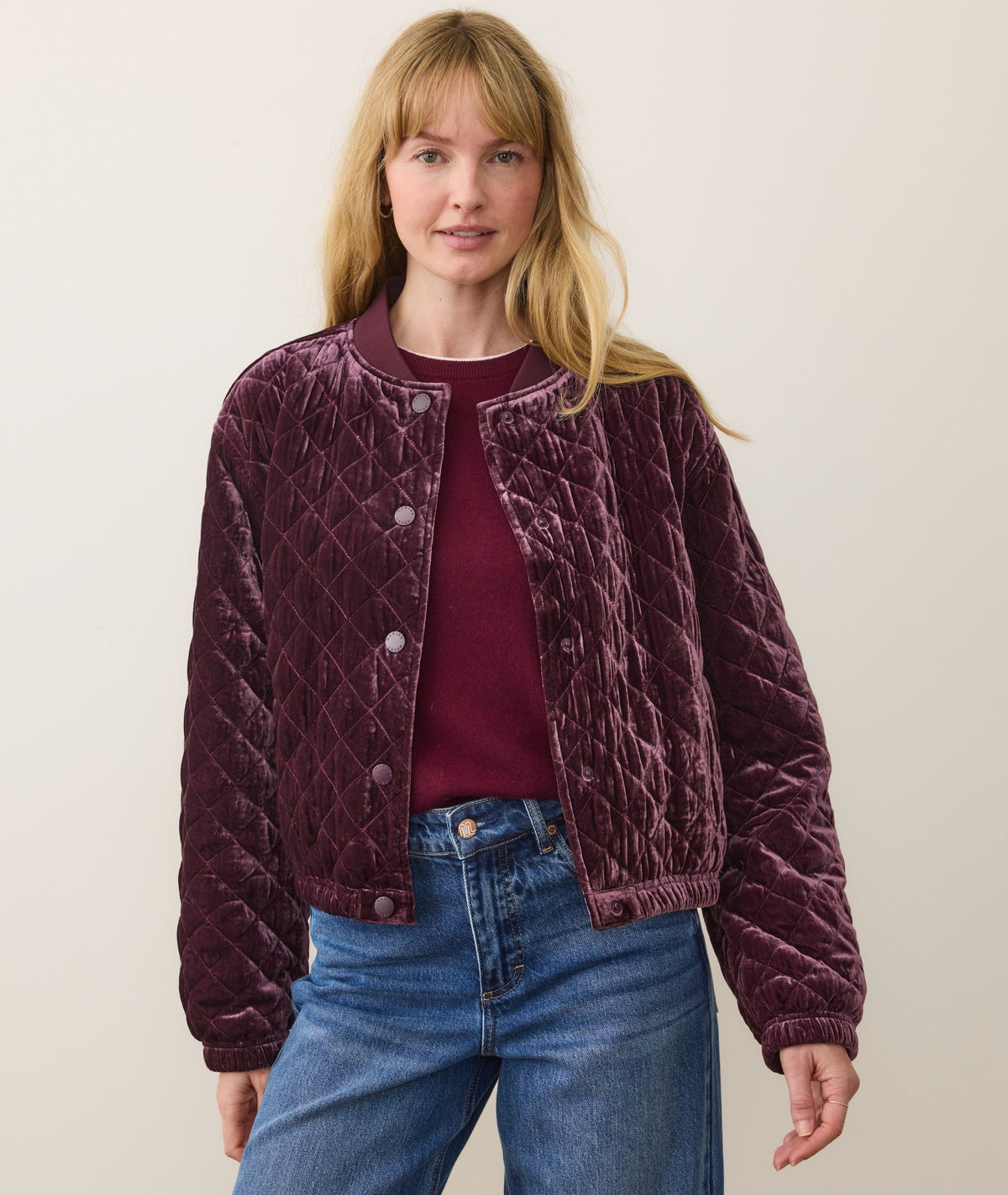Anita Velvet Quilted Bomber
