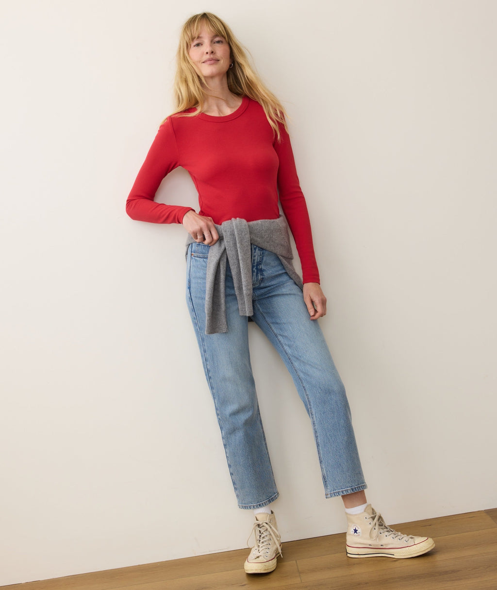 Lexi Rib Sun-In Long Sleeve Crew Tee
