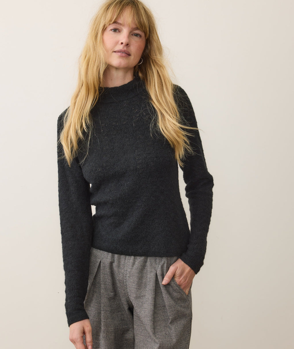 Lucia Pointelle Mock Neck Sweater