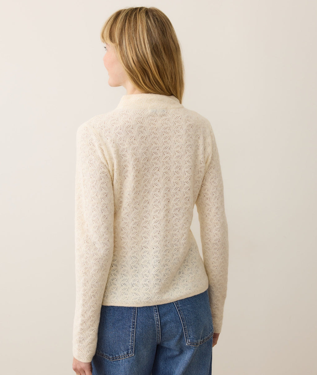 Lucia Pointelle Mock Neck Sweater