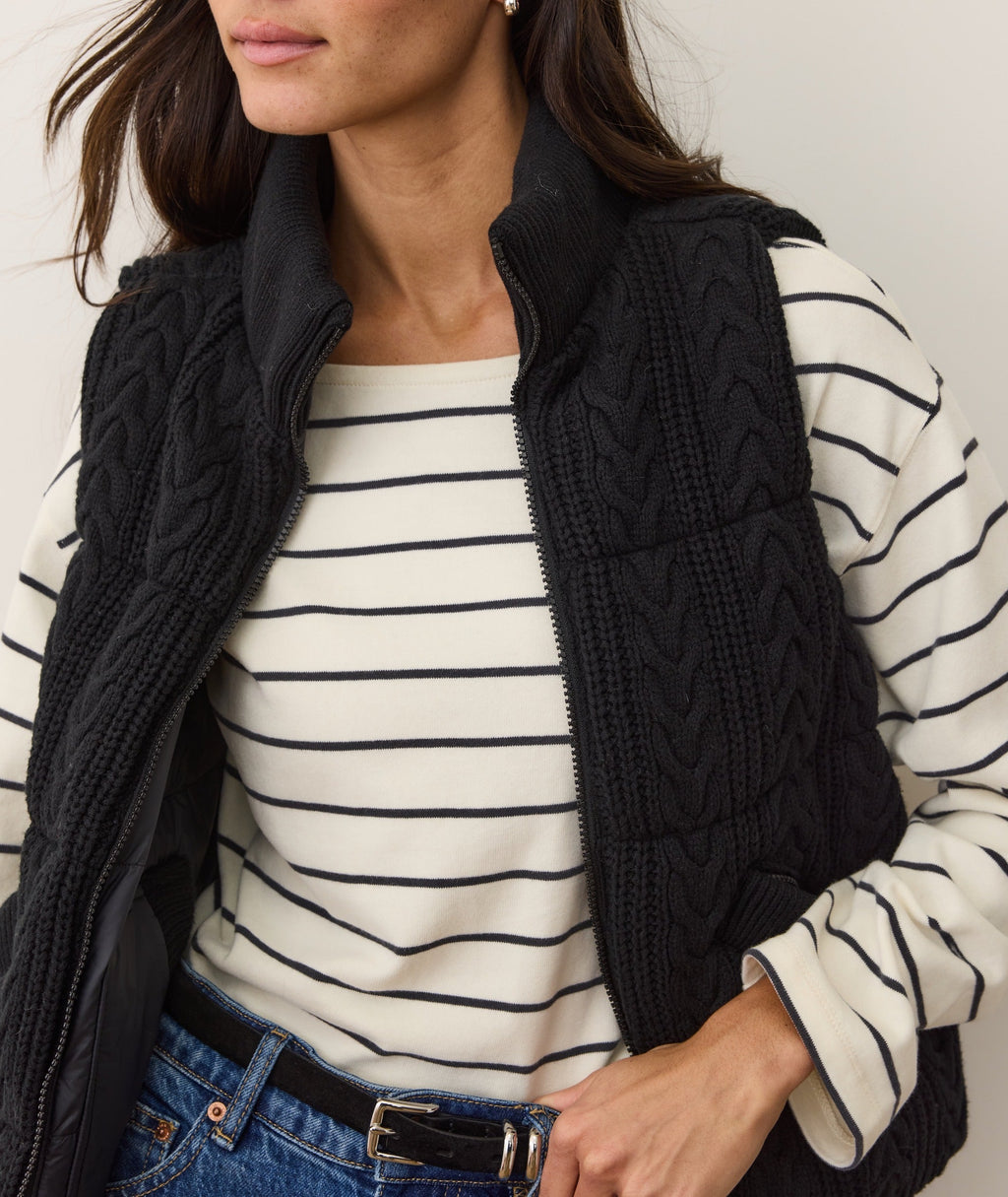 Alba Cable Knit Reversible Puffer Vest