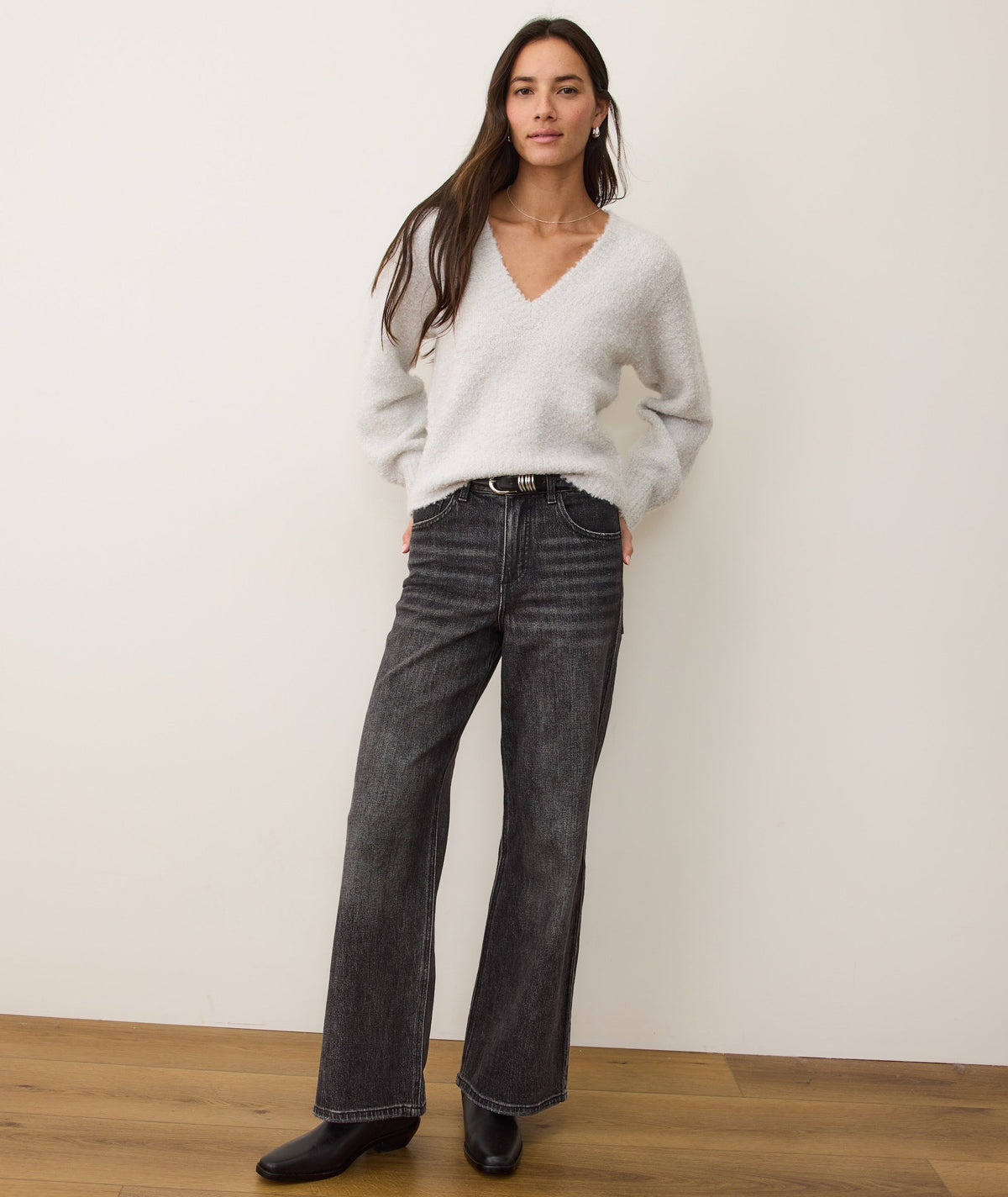 Elena Bouclé V-Neck Sweater