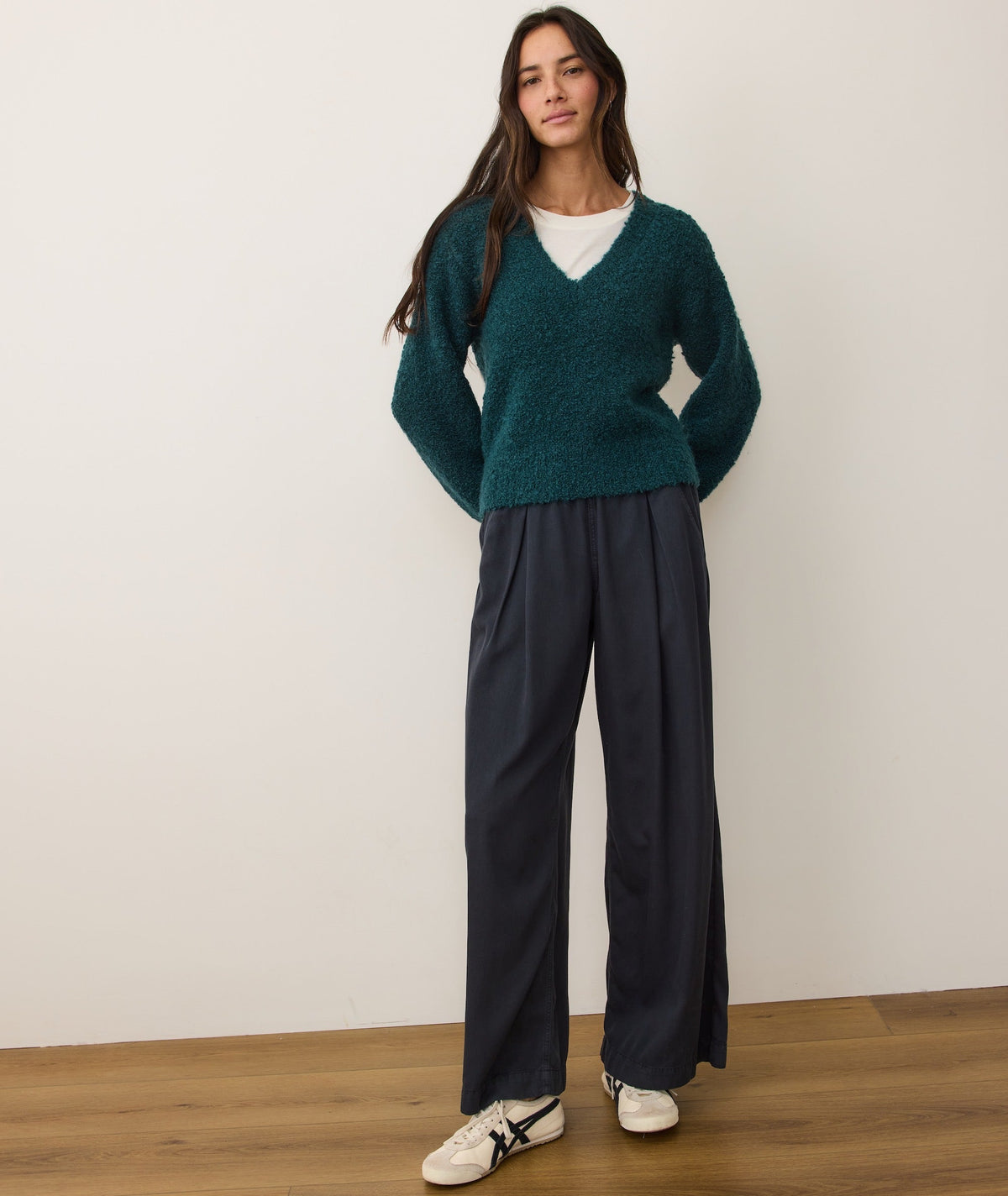 Elena Bouclé V-Neck Sweater
