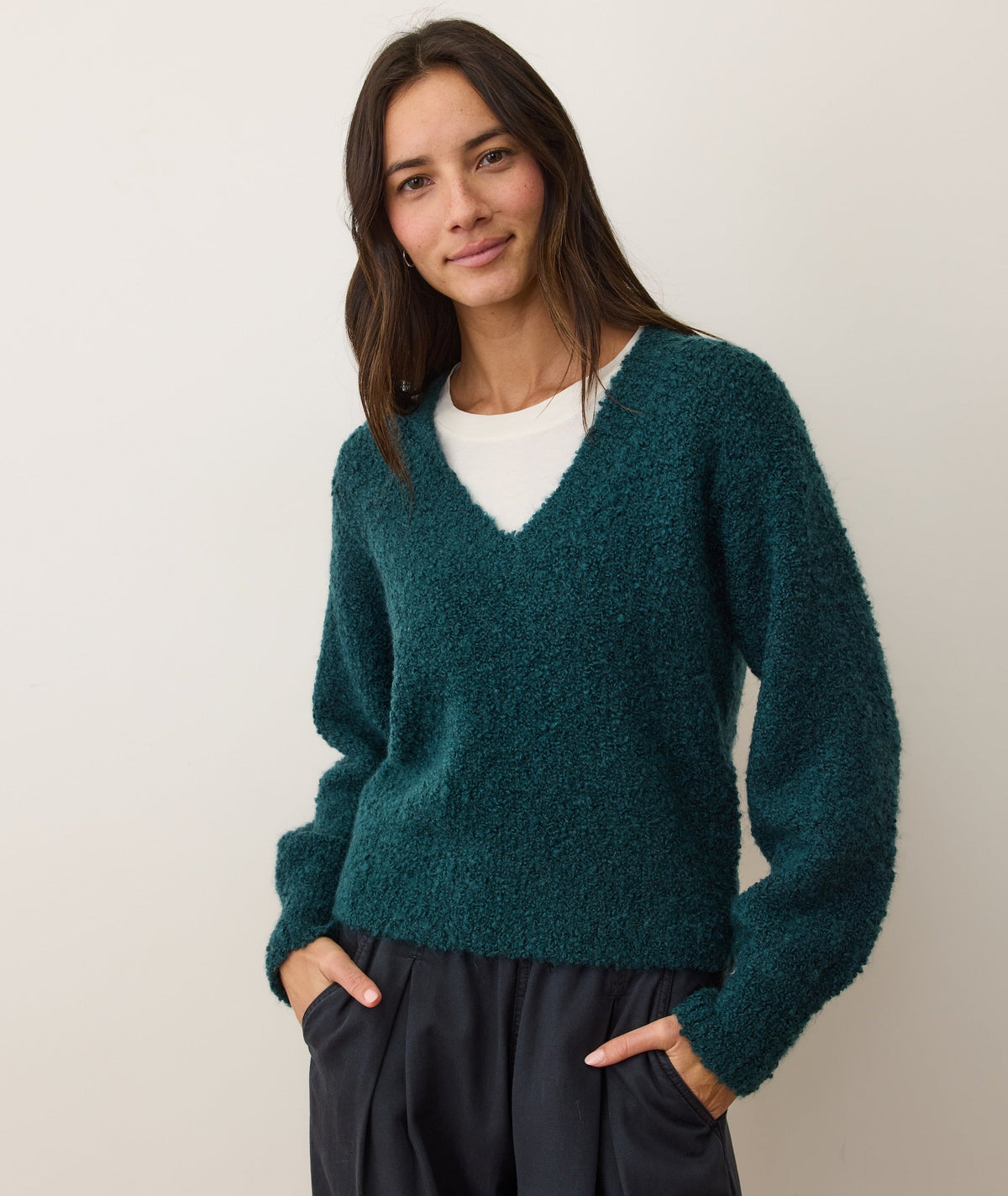 Elena Bouclé V-Neck Sweater