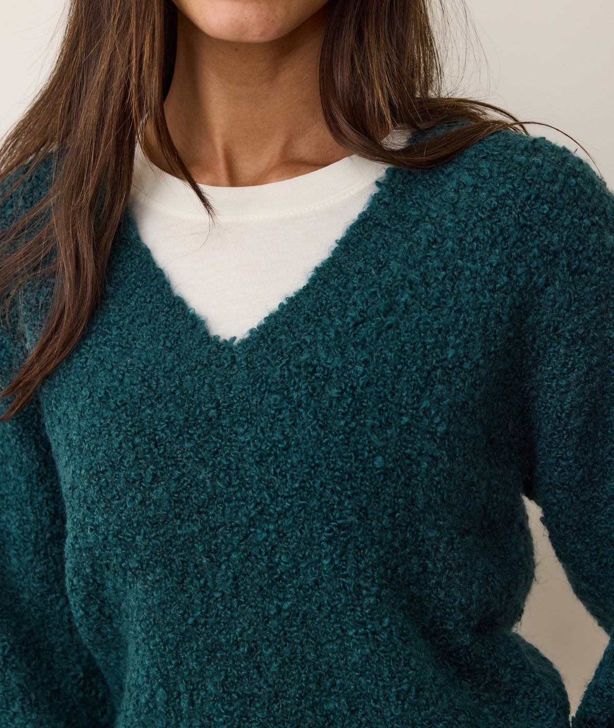 Elena Bouclé V-Neck Sweater