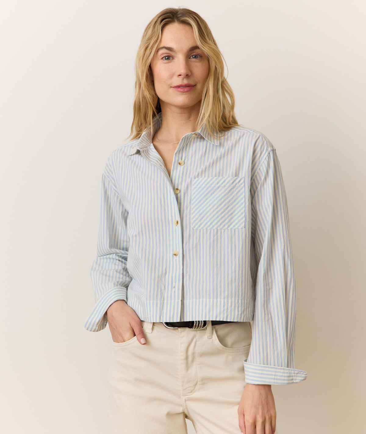 Mia Cropped Shirt in Cali Poplin