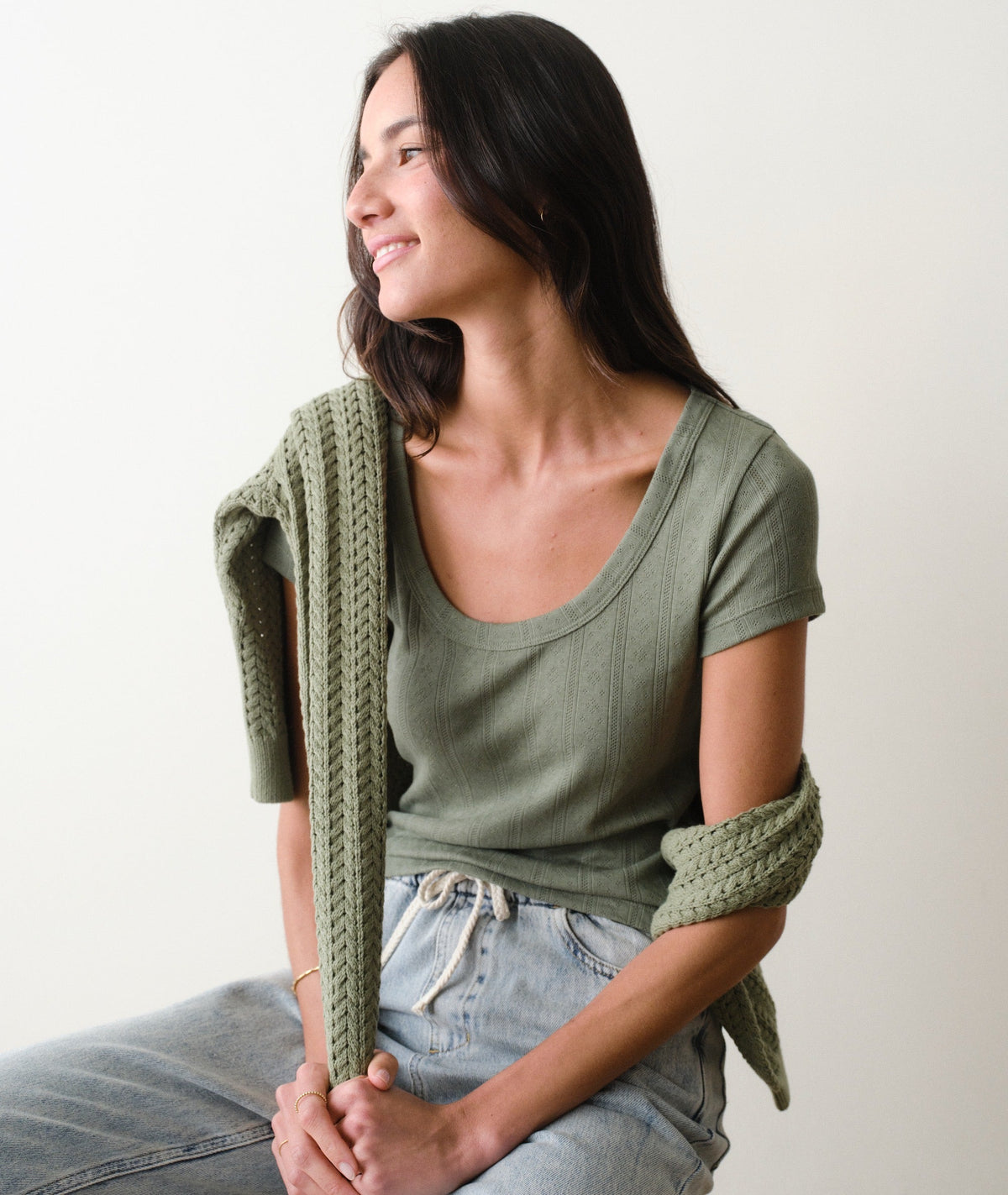 Lexi Pointelle Scoop Tee