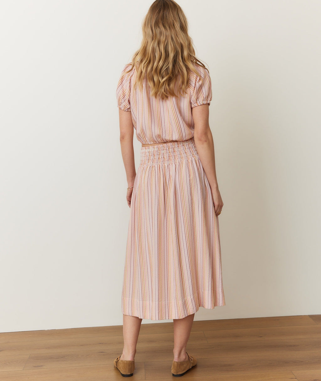 Bea Seersucker Midi Skirt