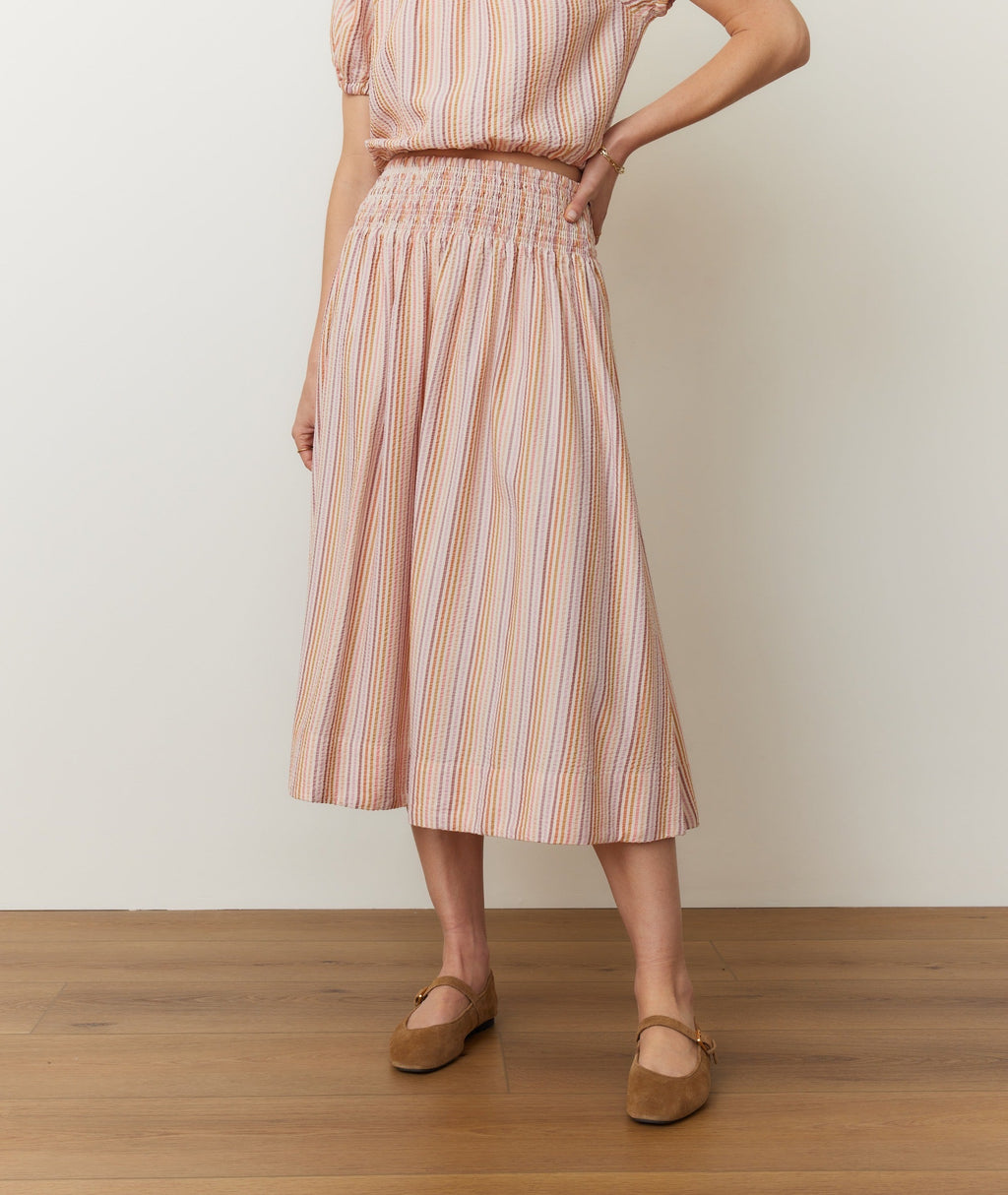 Bea Seersucker Midi Skirt