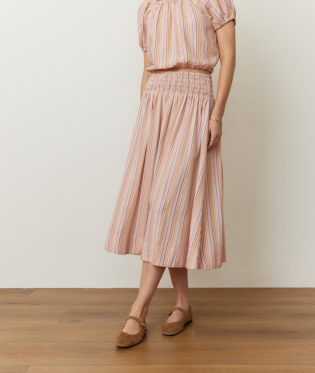 Bea Seersucker Midi Skirt
