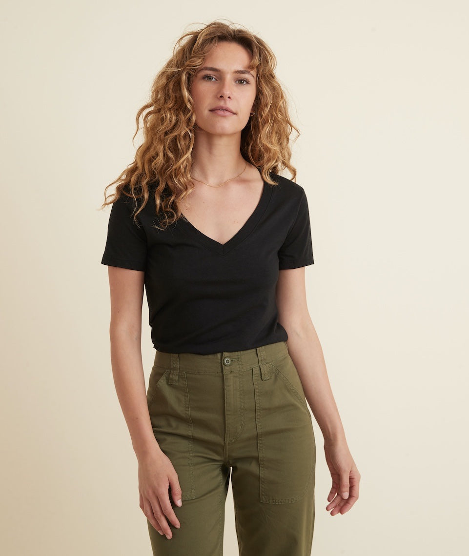 Classic V-Neck Tee in Black