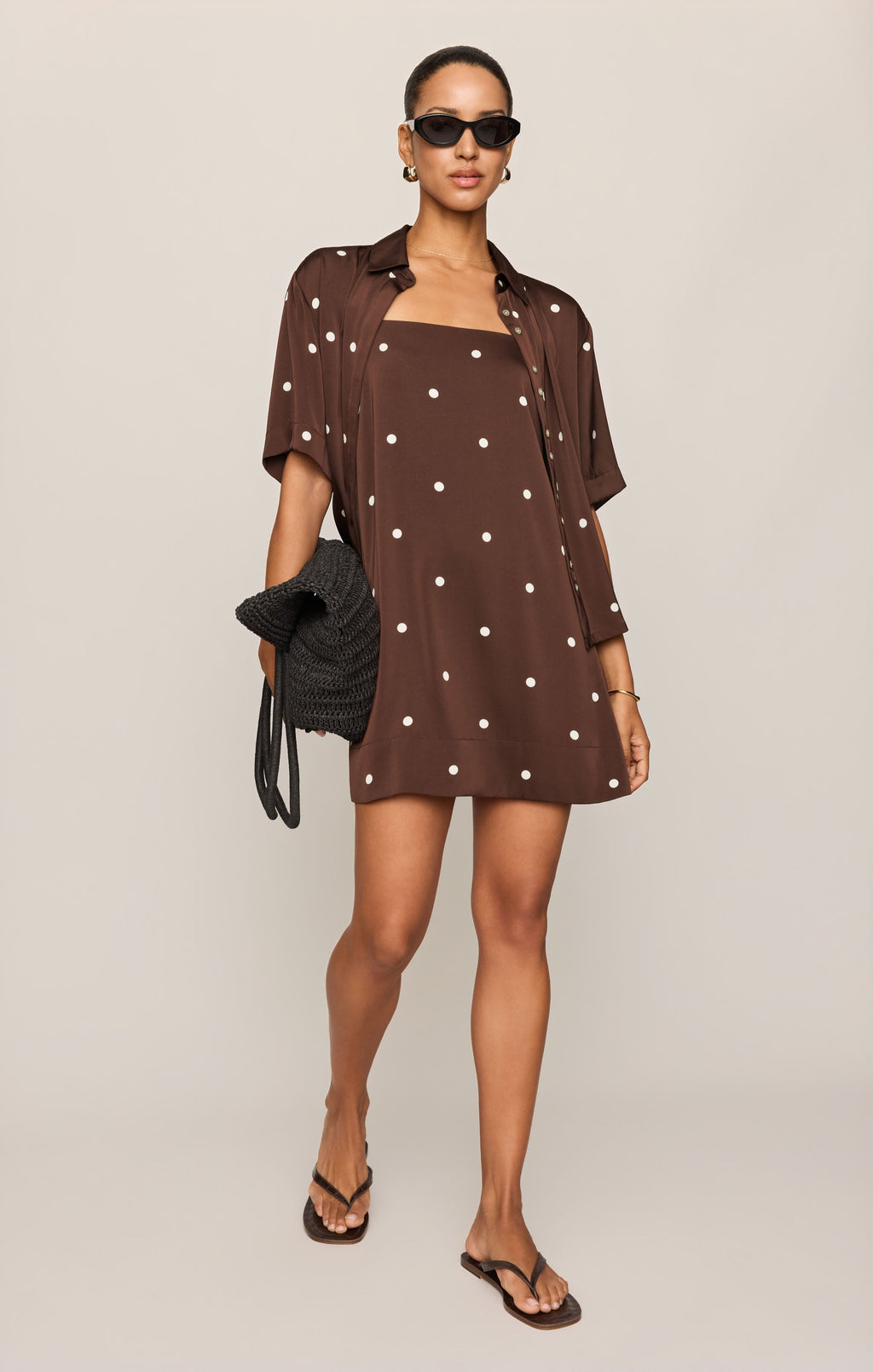 Maude Satin Dot Mini Dress