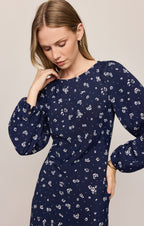 Midnight Tansy Floral Midi Dress