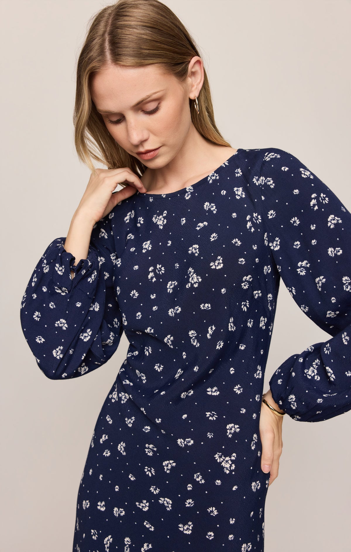 Midnight Tansy Floral Midi Dress