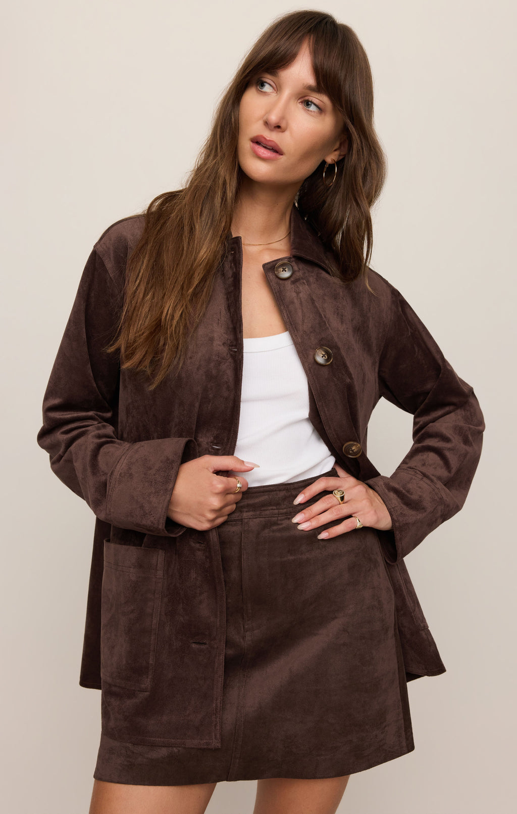 Decker Faux Suede Chore Coat