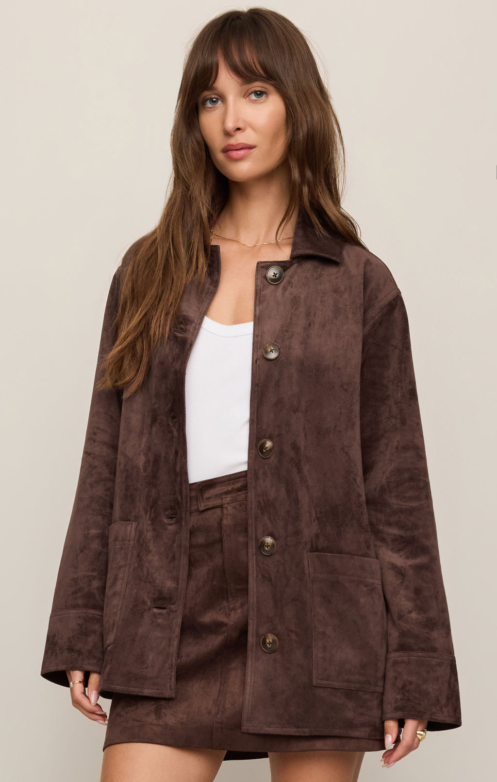 Decker Faux Suede Chore Coat