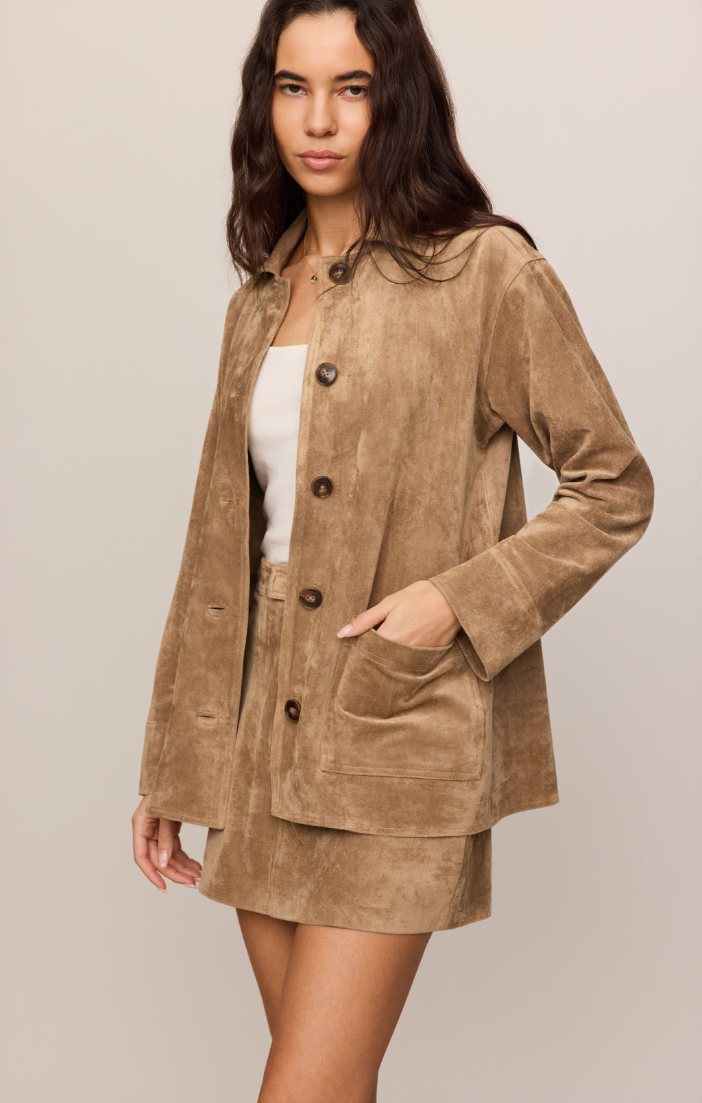 Decker Faux Suede Chore Coat