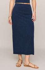 Gail Jersey Denim Midi Skirt