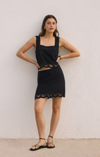 Charlene Embroidered Linen Mini Skirt