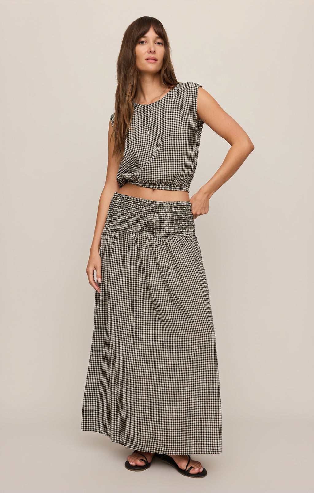 Brooke Gingham Linen Maxi Skirt