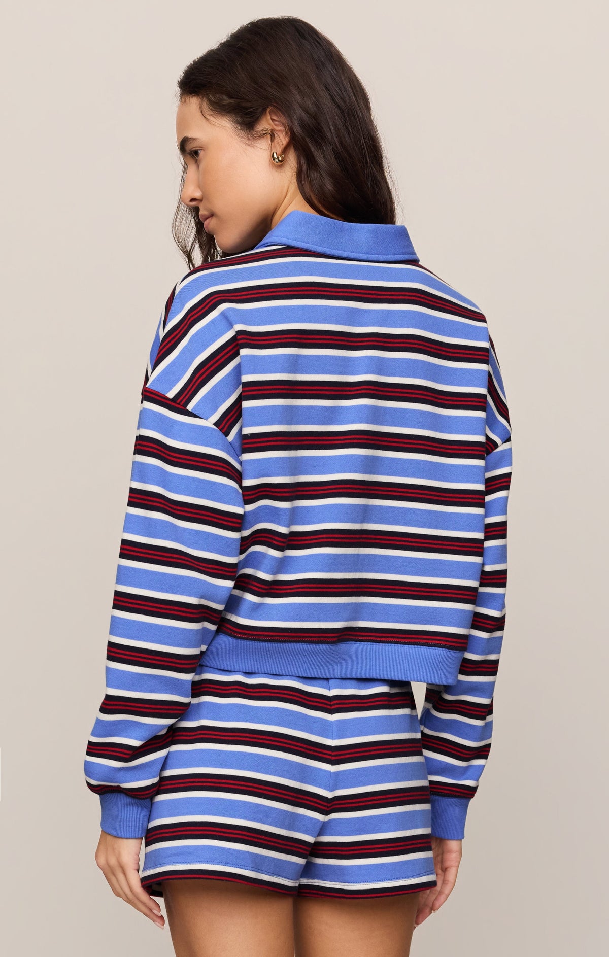 Low Key Stripe Fleece Henley