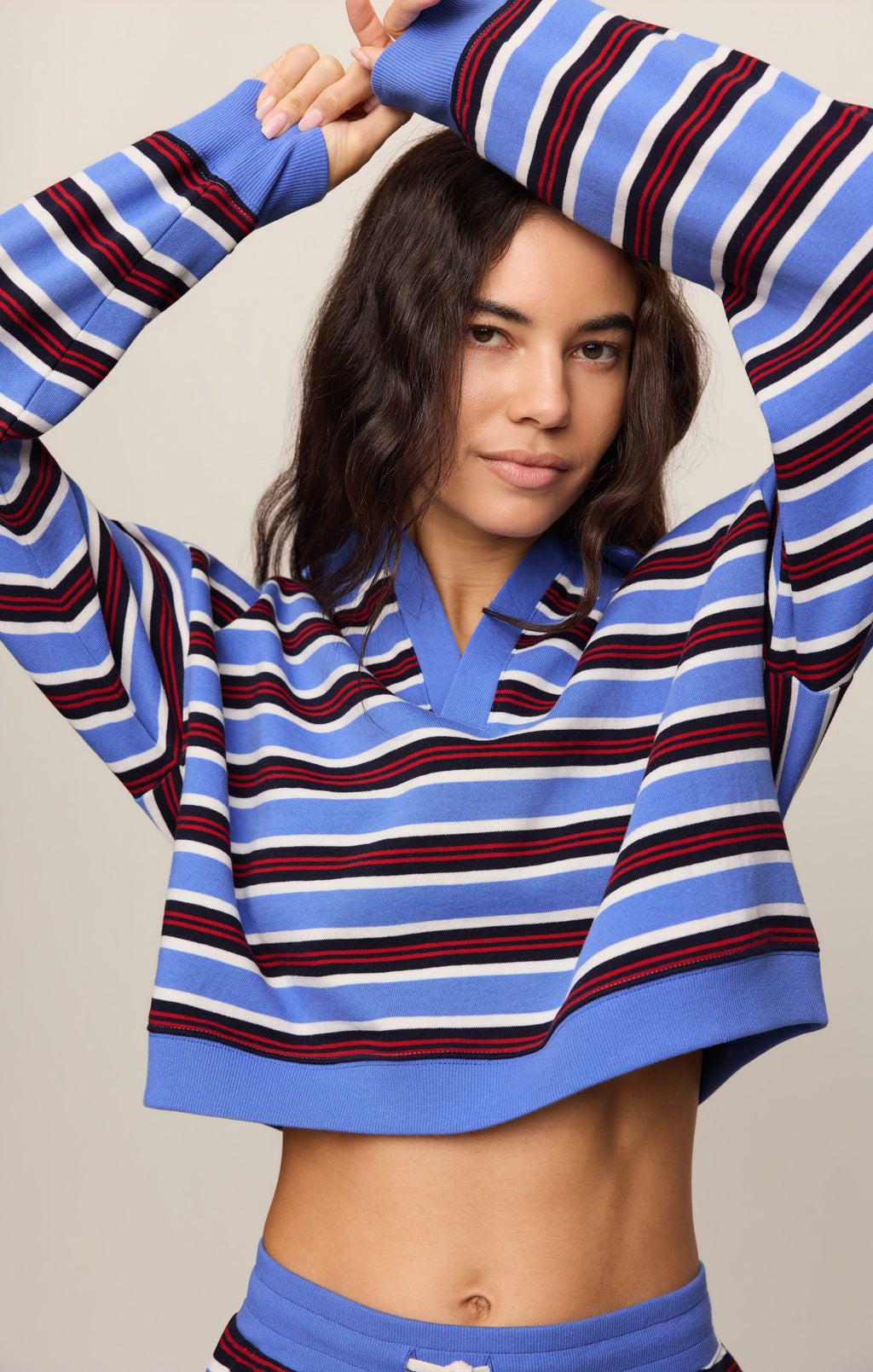 Low Key Stripe Fleece Henley