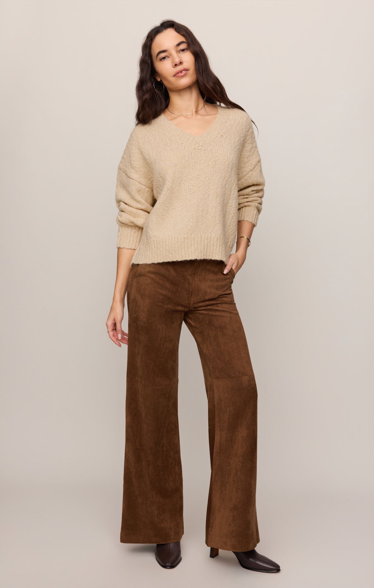 Cecile Faux Suede Wide Leg Pant