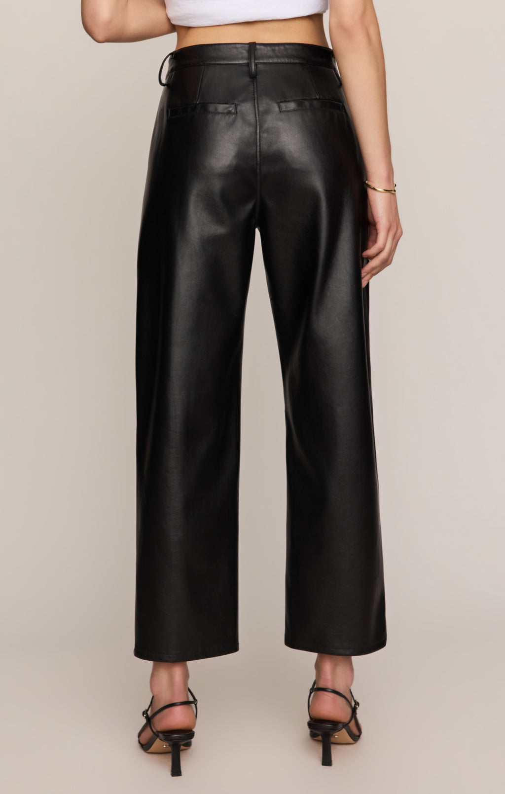 Vesper Faux Leather Bowed Leg Pant