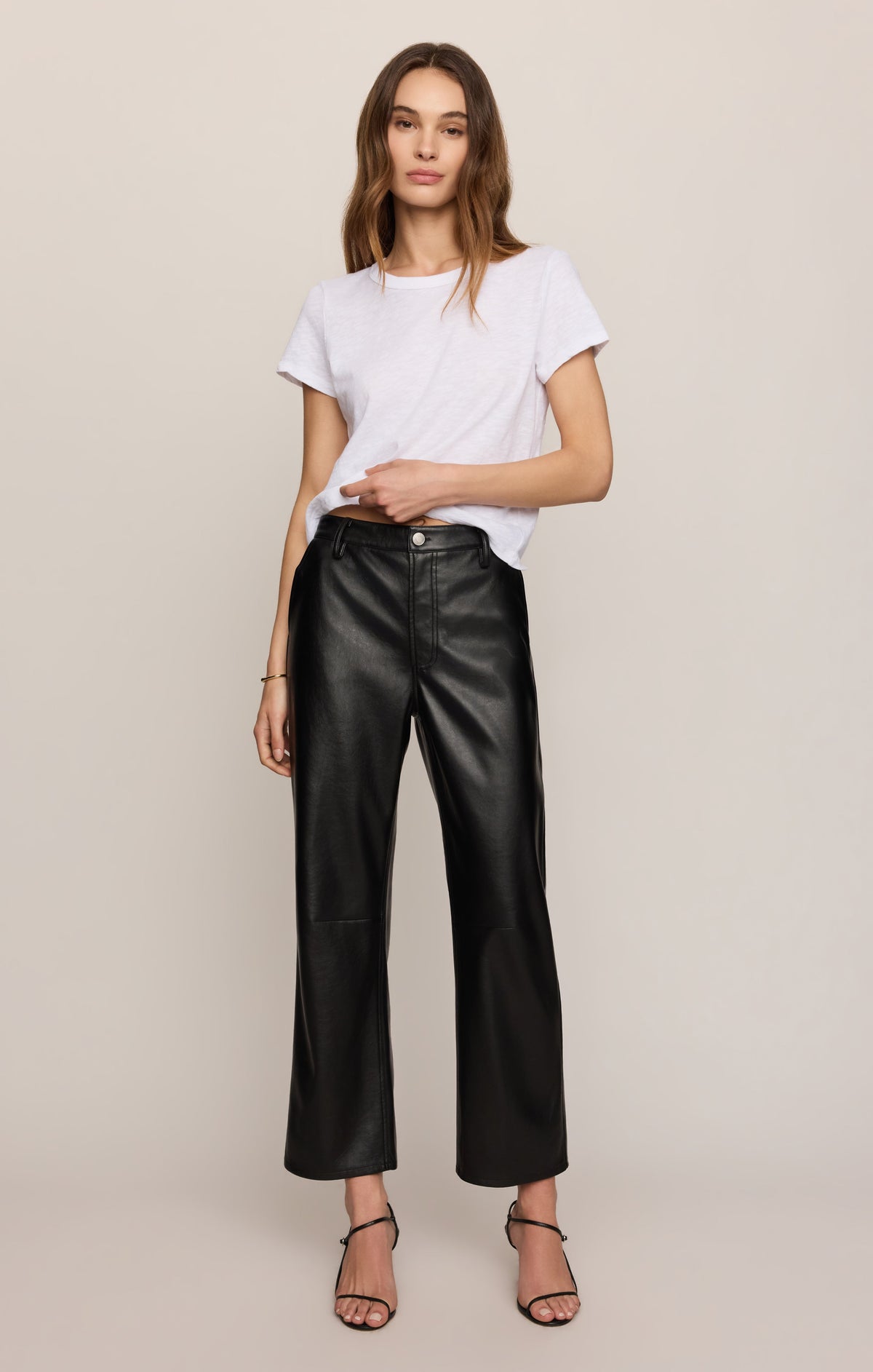 Vesper Faux Leather Bowed Leg Pant