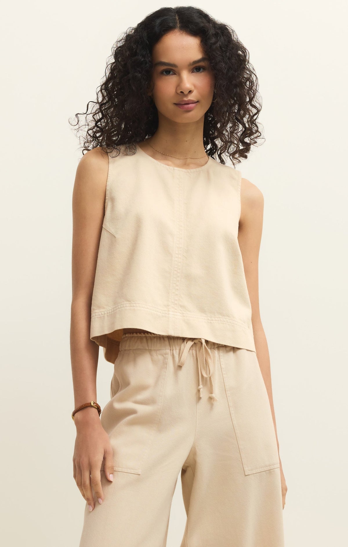 Sun Seeker Twill Cropped Tank