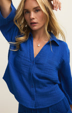 Helena Airy Gauze Button Up