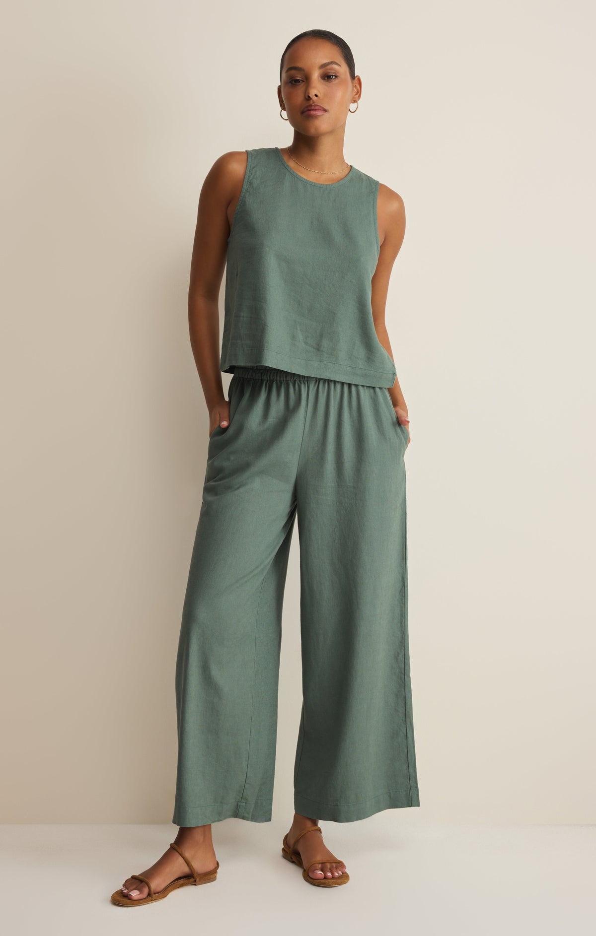 Sloane Linen Cropped Tank