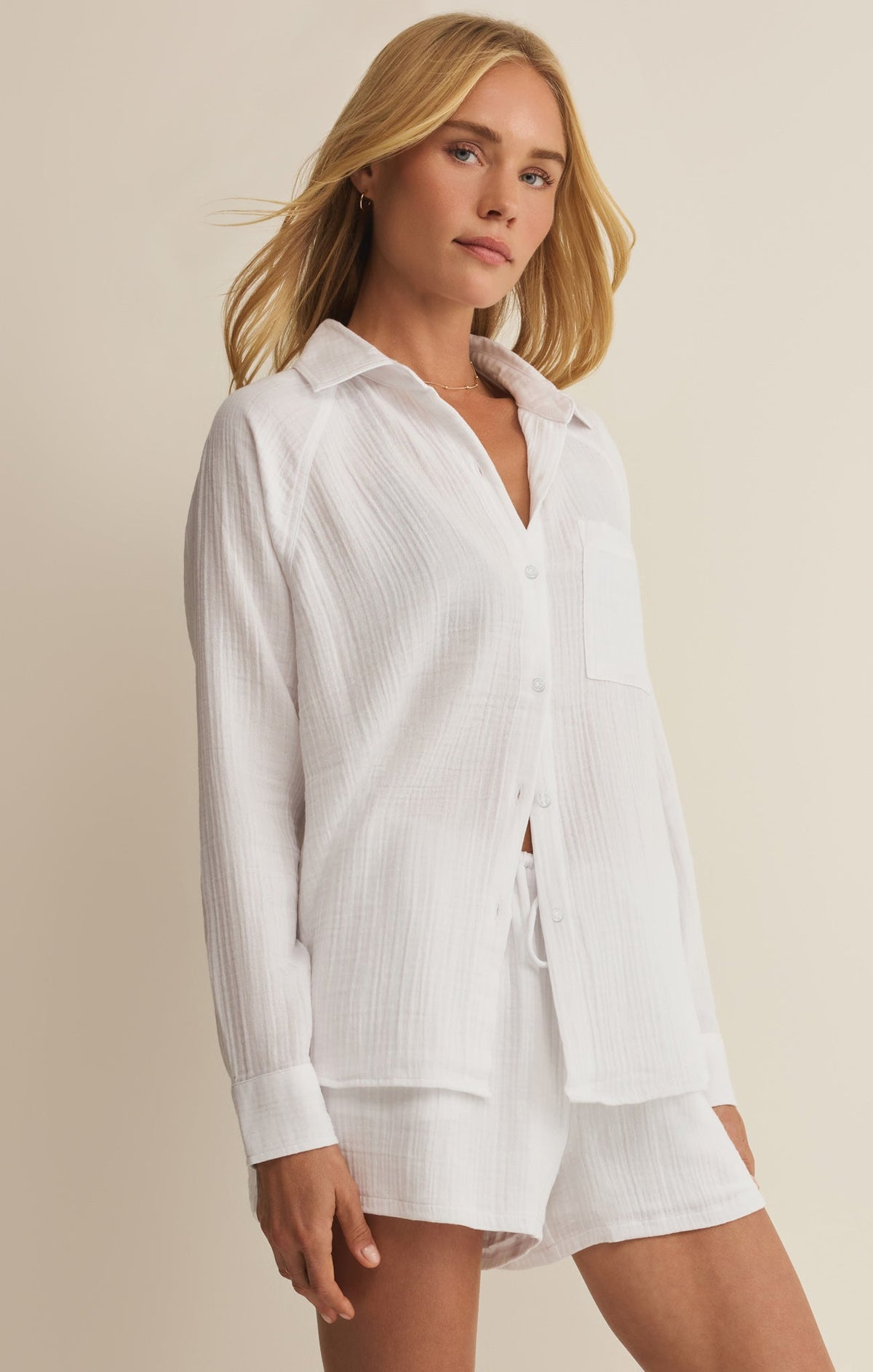 The Perfect Airy Gauze Button Up