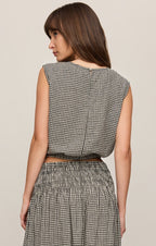Merit Cropped Gingham Linen Top