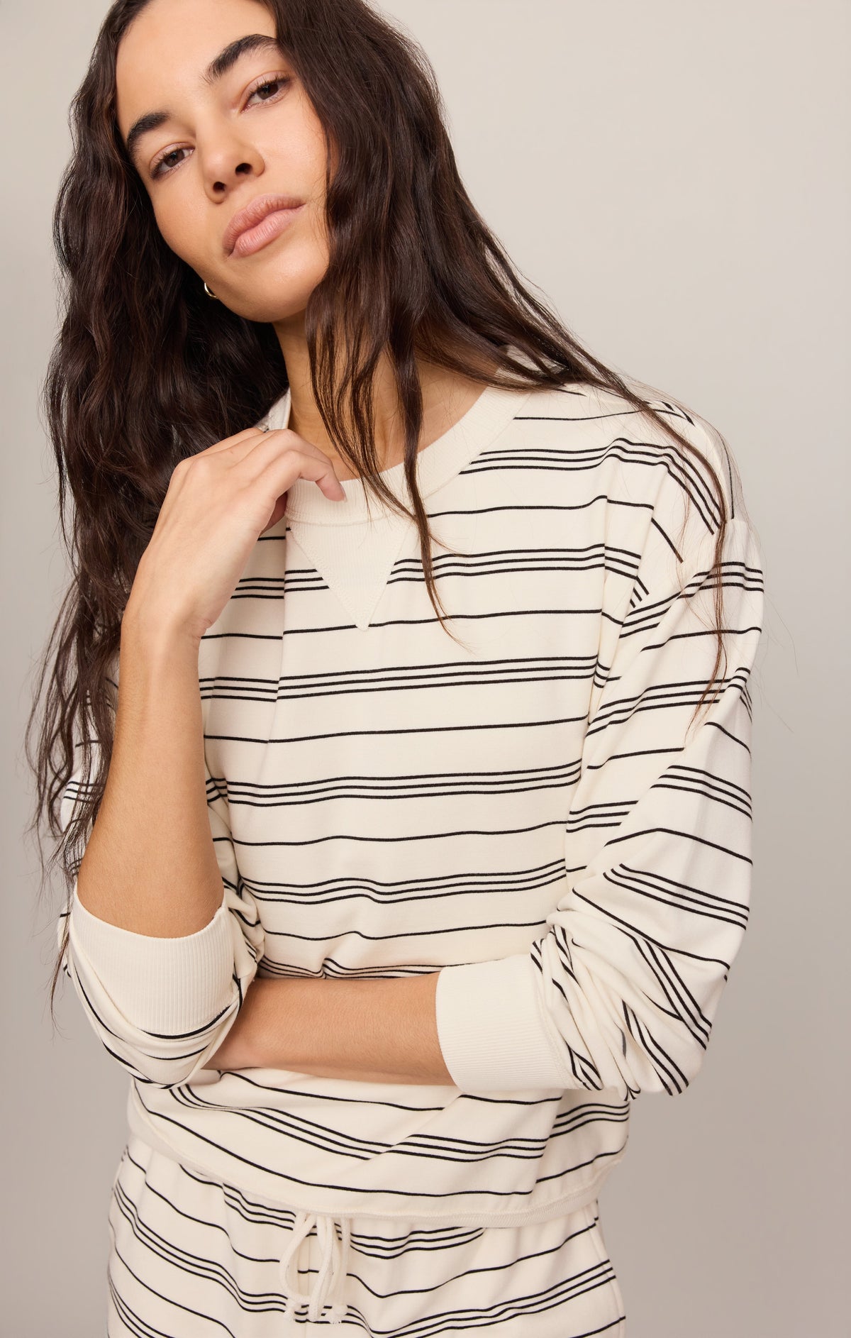 Stand Out Striped Fleece Sweatshirt