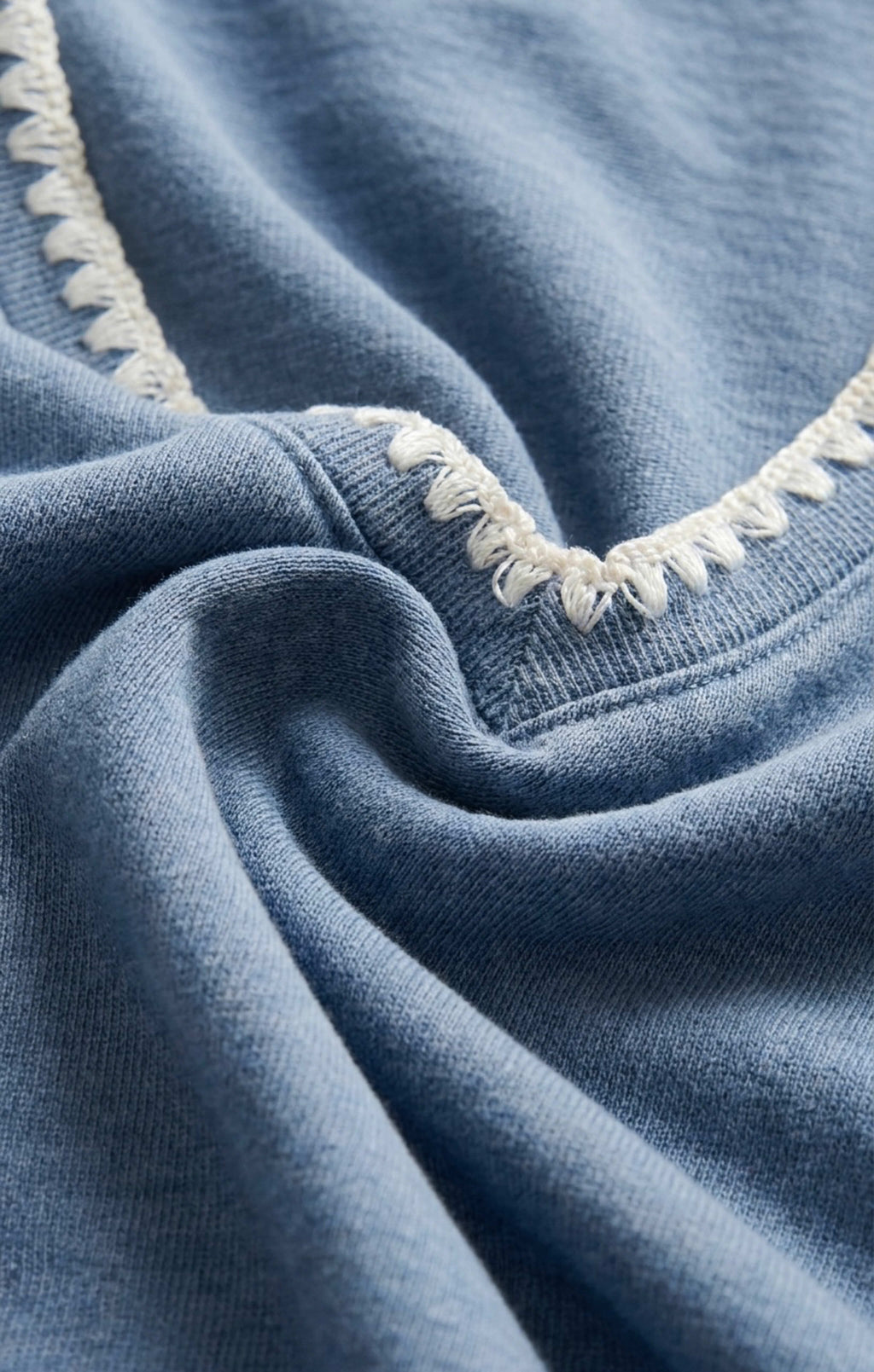 Cam Knit Denim Whipstitch Top