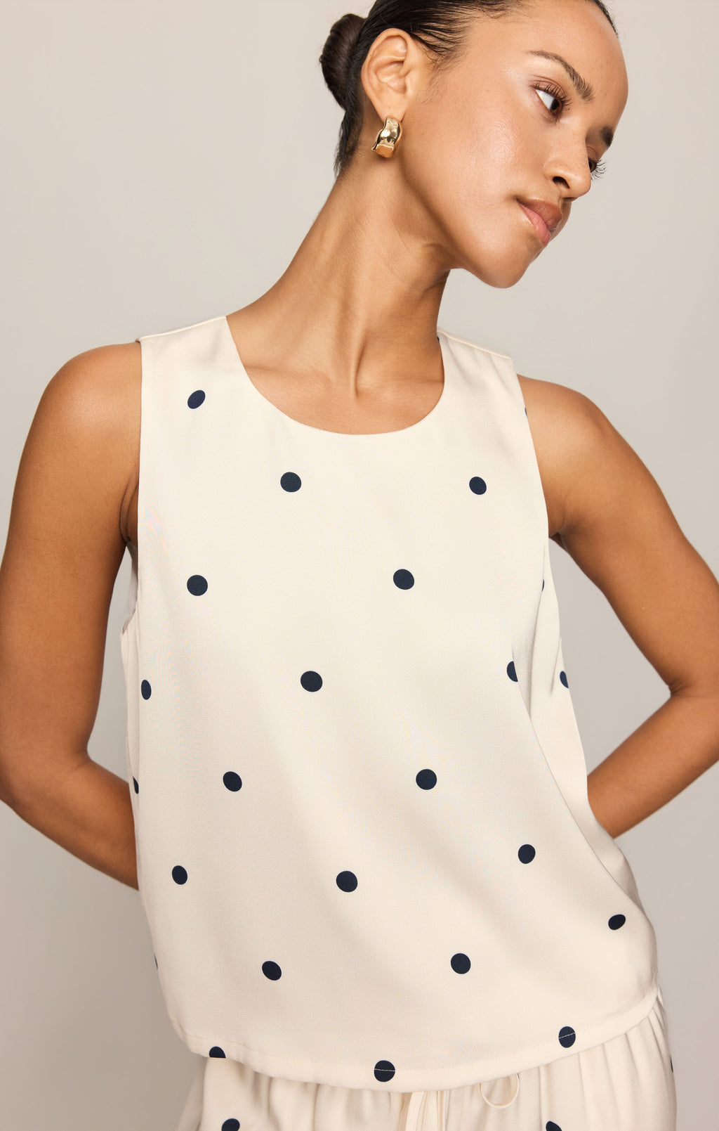Alice Satin Dot Sleeveless Top