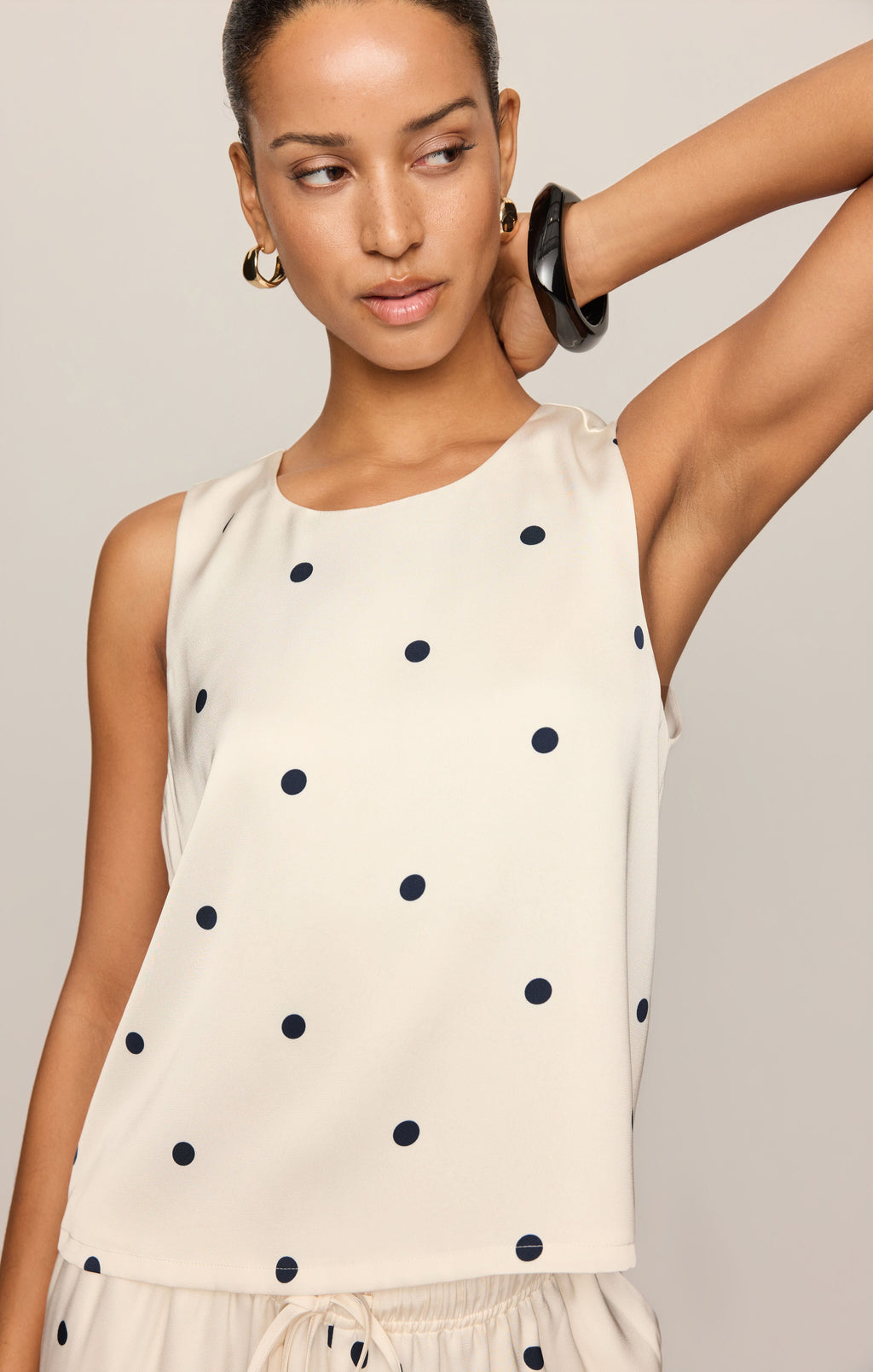 Alice Satin Dot Sleeveless Top