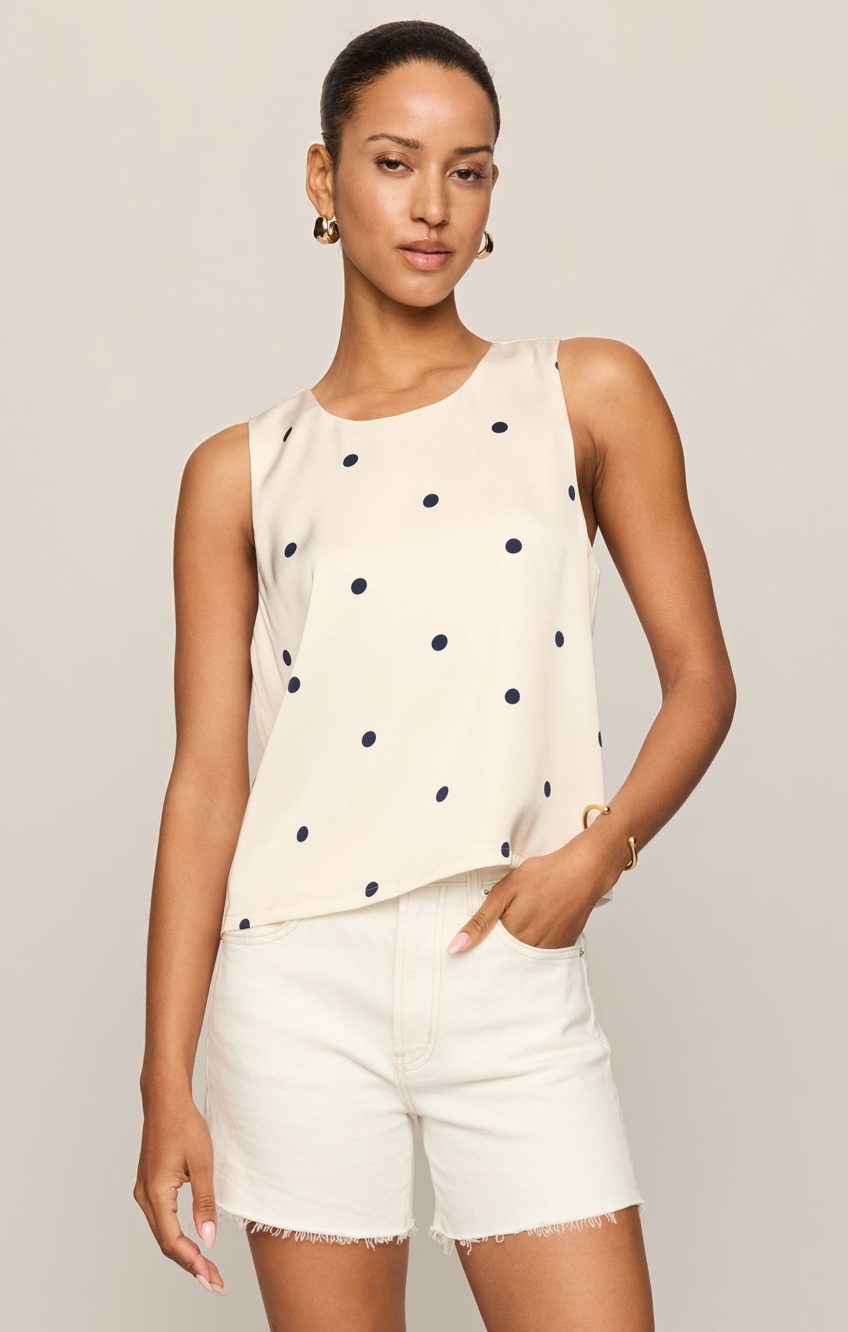 Alice Satin Dot Sleeveless Top