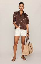 Mari Satin Dot Button Up
